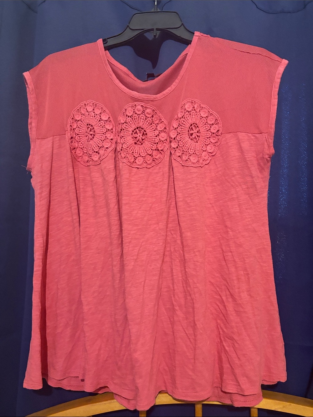Lane Bryant Women’s Coral Pink Crochet-Accent Sleeveless Top